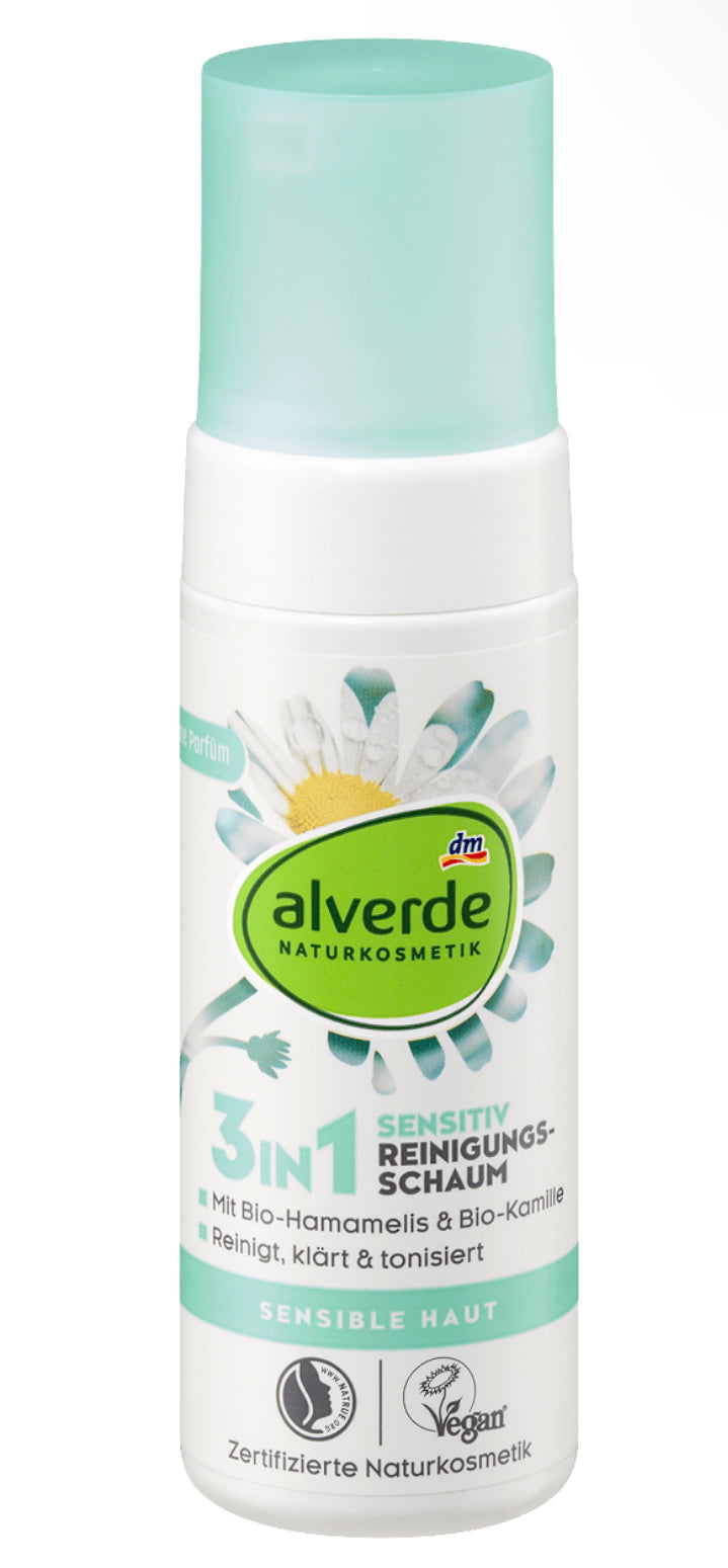 Alverde Mousse Nettoyante 3-en-1 Sensitiv – 150 ml